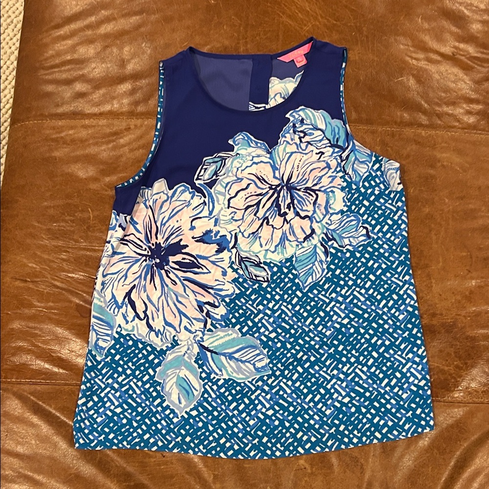 Lilly Pulitzer Women’s Floral Sleeveless Shell Top - Navy & Teal
